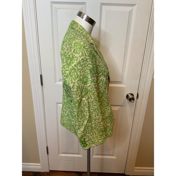 J. Crew Green Tan Floral Embroidered Linen Blazer, Size 10 - Picture 3 of 6